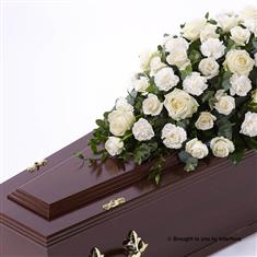 Rose and Carnation Casket Spray - White