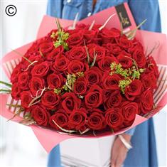 50 Red Rose Hand-tied